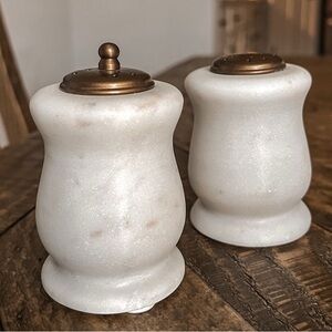 Mcgee & Co. Elegant White Marble Salt and Pepper Shakers